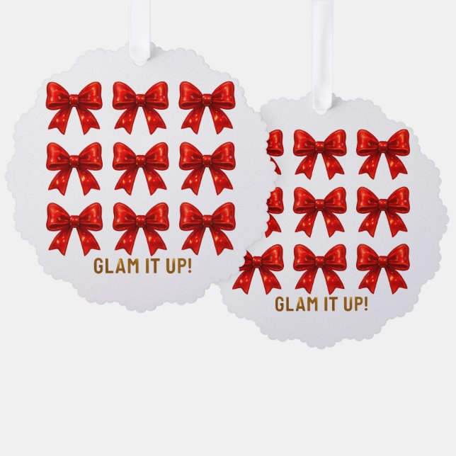 Glam It Up - Bold Bow Muster Energy ✨ Ornament Karte (Vorderseite/Rückseite)