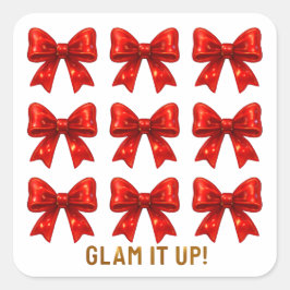 Glam It Up - Bold Bow Muster Energy ✨ Quadratischer Aufkleber