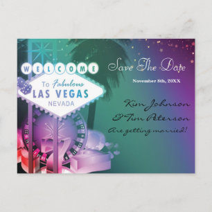 Glam Las Vegas Casino Hochzeit Rett Datum Postkart Ankündigungspostkarte