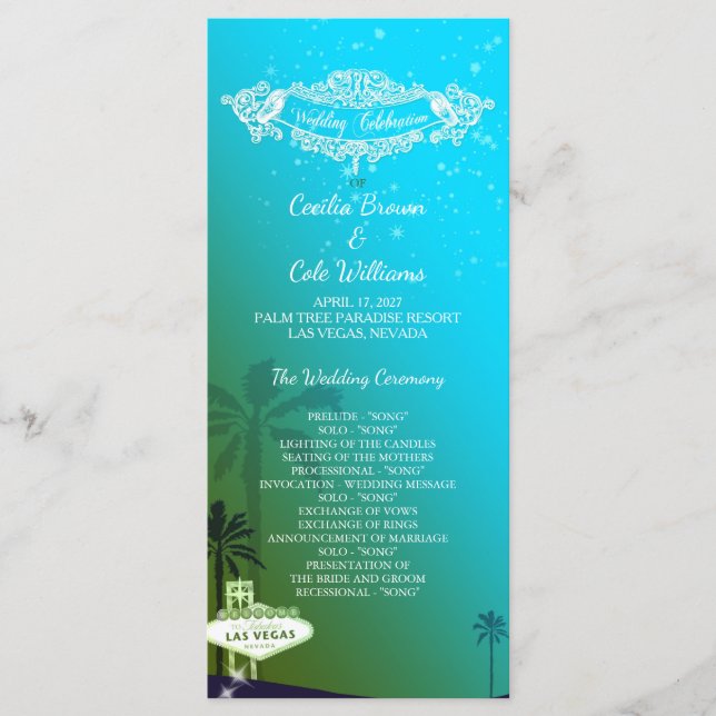 Glam Las Vegas Wedding Program Programm (Vorderseite)