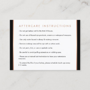 Glam Lashes Script Rose Gold/Black Aftercare Card Visitenkarte