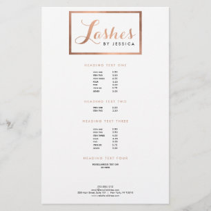 Glam Lashes Script Rose Gold Gerahmt Flyer