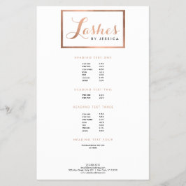 Glam Lashes Script Rose Gold Gerahmt Flyer