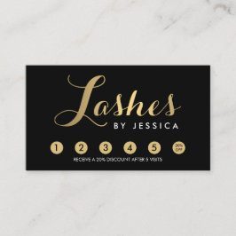 Glam Lashes Script Text Gold/Black Loyalty Card Treuekarte