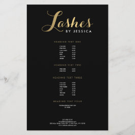 Glam Lashes Script Text Gold/Schwarz Flyer