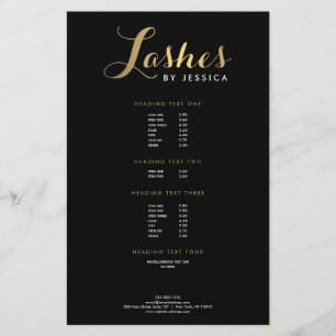 Glam Lashes Script Text Gold/Schwarz Flyer