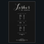 Glam Lashes Script Text Silver/Black Flyer<br><div class="desc">Koordiniert bis 1201Uhr mit dem Glam Lashes Skripttext Silver/Black Business Card Template. Ein glamouröser, kursiver Schriftart Zauber "Lashes" in Imitaten silber auf diesem anpassbaren Flyer Vorlage. Fügen Sie Ihren Namen oder Firmennamen für ein personalisiertes Logo hinzu. Entwickelt für Wimpernverlängerungsexperten, Lasertechniker, Makeup-Künstler und mehr. Nutzen Sie diese Flyer für Preislisten, Service-Menüs,...</div>
