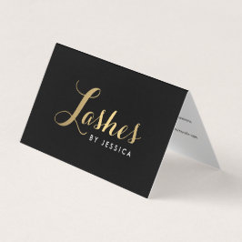 Glam Lashes Skripttext Gold/Schwarz Aftercare Visitenkarten
