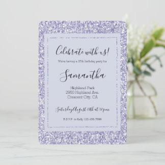 Glam Lavender Lilac Lila Glitzer Einladung