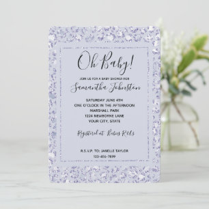 Glam Lavender Lilac Lila Leopard Print Glitzer Einladung