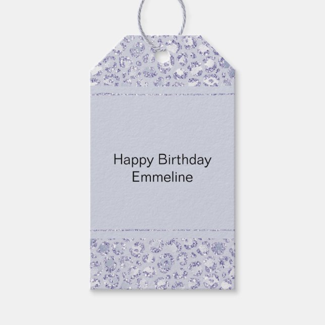 Glam Lavender Lilac Lila Leopard Print Glitzer Geschenkanhänger (Vorderseite)