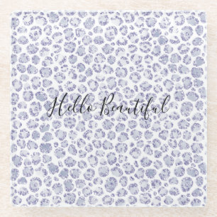 Glam Lavender Lilac Lila Leopard Print Glitzer Glasuntersetzer