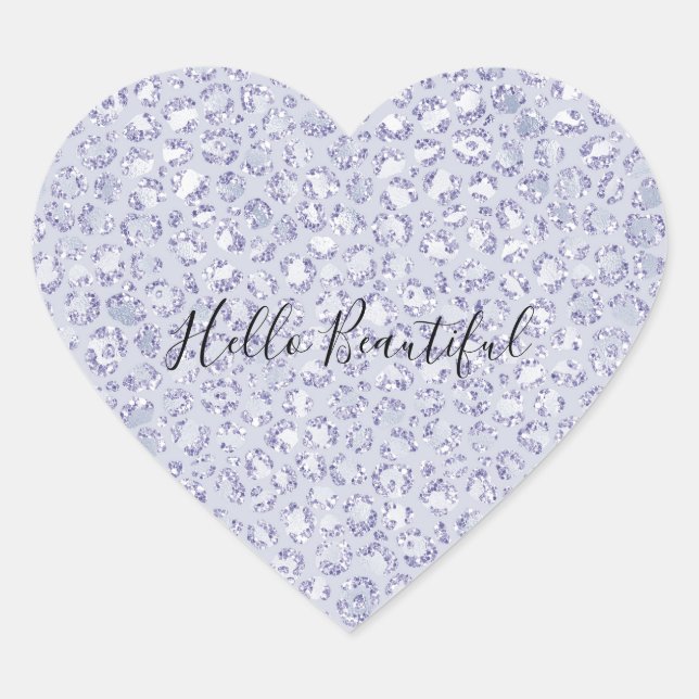 Glam Lavender Lilac Lila Leopard Print Glitzer Herz-Aufkleber (Vorderseite)