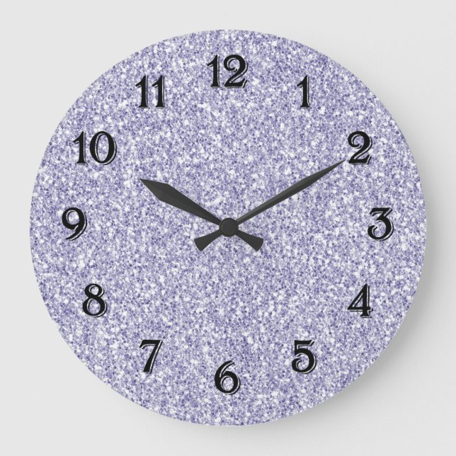 Glam Lavender Lilac Purple Glitter       Große Wanduhr (Vorderseite)