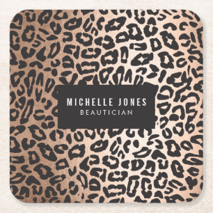Glam Leopard Animal Print Rechteckiger Pappuntersetzer