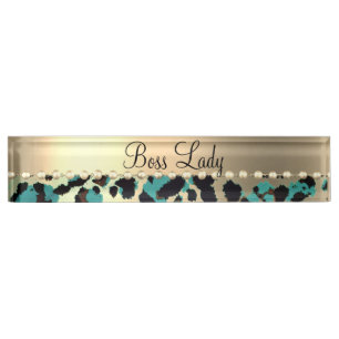 Glam Leopard Boss Lady Namensplakette