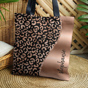 Glam Leopard Flecken Rose Gold Schwarz Metallisch  Tasche