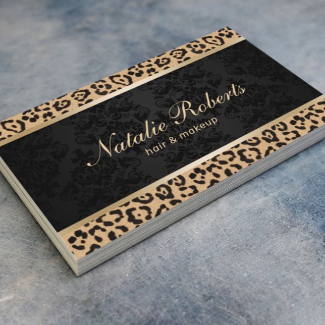 Glam Leopard Haar Stylist Makeup Beauty Salon Visitenkarte (Von Creator hochgeladen)
