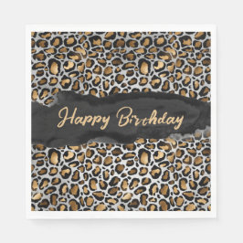 Glam Leopard Happy Birthday Serviette