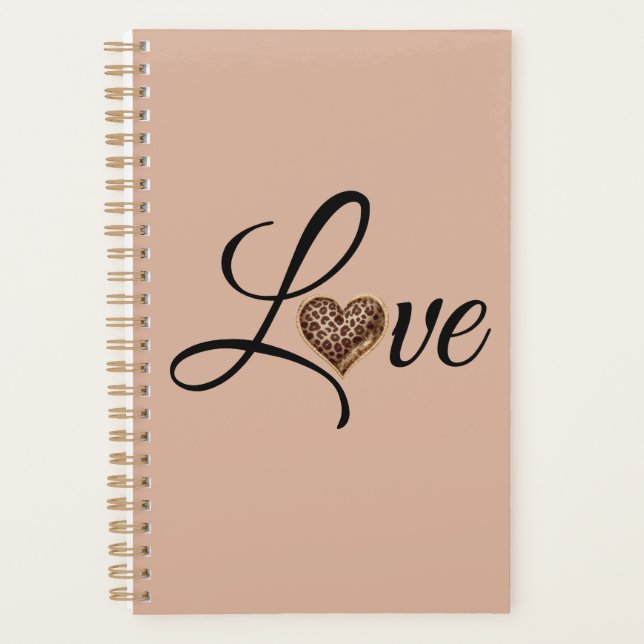 Glam Leopard Heart Love Design Planer (Vorderseite)
