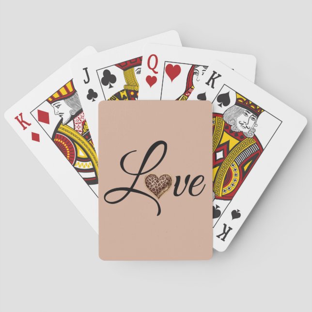 Glam Leopard Herz Liebe Design Spielkarten (Rückseite)