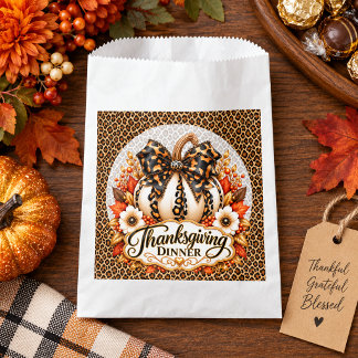 Glam Leopard Kürbis Thanksgiving Dinner Geschenktütchen