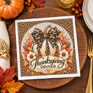 Glam Leopard Kürbis Thanksgiving-Dinner Serviette