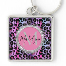 Glam Leopard Pink und Lila Monogramm