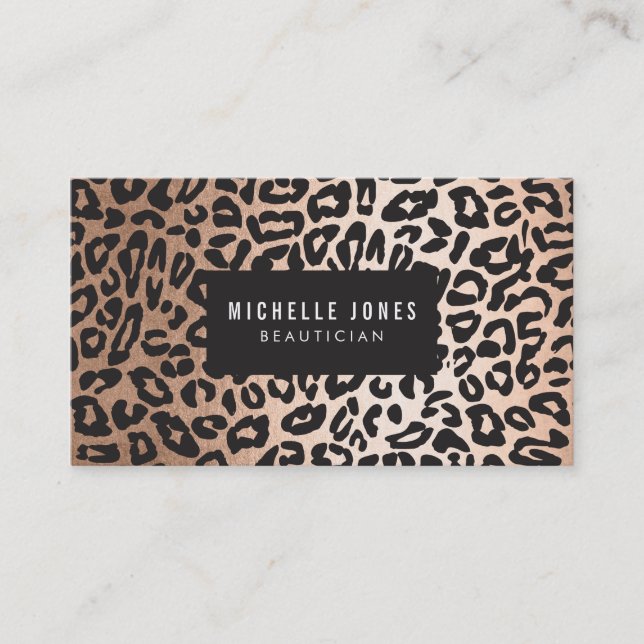Glam Leopard Print Stylist Salon Business Cards Visitenkarte (Vorderseite)