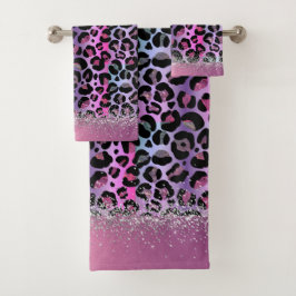 Glam Leopard rose et violet Parties scintillant