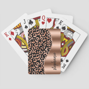 Glam Leopard Spots Rose Gold Schwarz Metallisch Na Spielkarten