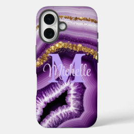 Glam Lila Agate Geode iPhone 16 Tough Case