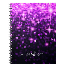 Glam Lila Glitzer Sparkle Stars Notizblock