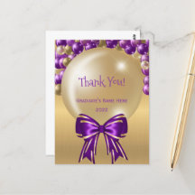 Glam Lila Gold Ballon Bow Vielen Dank Abschluss