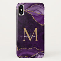 Glam Lila Gold Glitzer Agate Gemstone Monogram