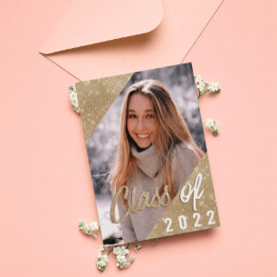 Glam Lila Gold Glitzer Border Foto Abschluss Einladung