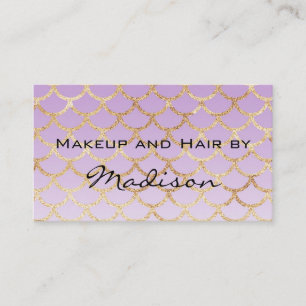 Glam Lila & Gold Mermaid Glitzer Makeup Artist Visitenkarte