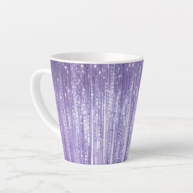 Glam Lila Lavender Tinsel Streifen Weihnachten Milchtasse (Linke Ecke)