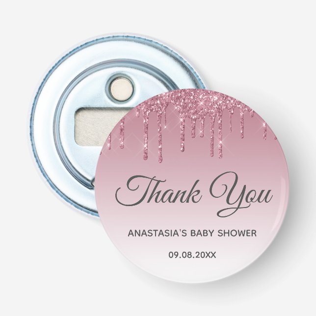 Glam Lila Pink Rose Gold Danke Baby Dusche Flaschenöffner (Vorderseite)