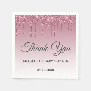 Glam Lila Pink Rose Gold Danke Babydusche Serviette
