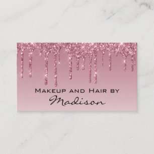 Glam Lila Rose Gold Glitzer Tropfen Makeup Artist Visitenkarte