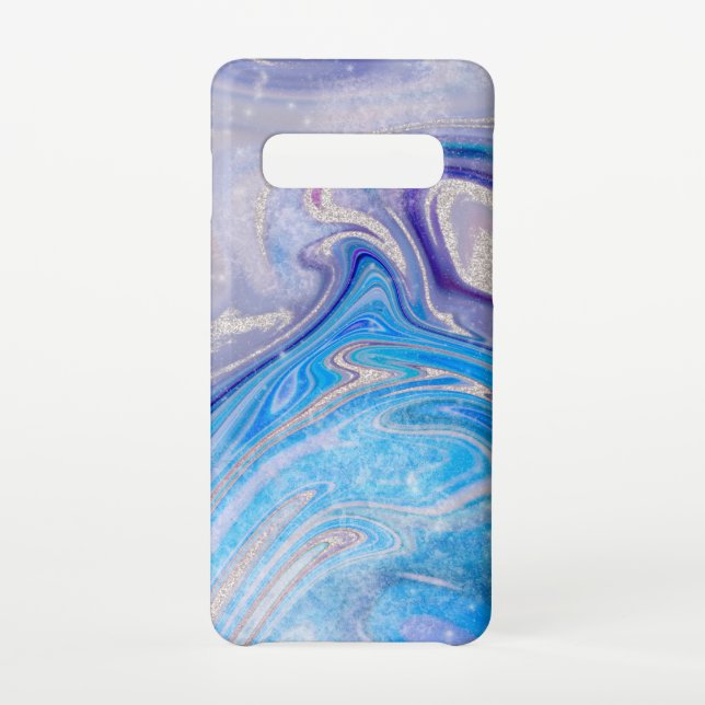 Glam lila Silbermor aus  Glitzer Samsung Galaxy Hülle (Rückseite)