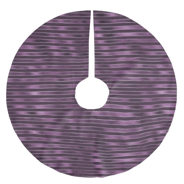 Glam Lila Streifen Polyester Weihnachtsbaumdecke (Vorderseite)