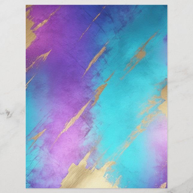 Glam Lila Türkise Gold Scrapbook Paper (Vorderseite)