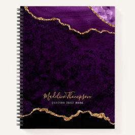 Glam Lila Velvet Agate Geode Gold Script Notizbuch