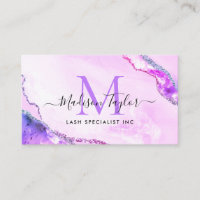 Glam Lila Violet Glitzer Marble Agate Monogram