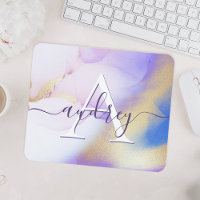 Glam Lilac Gold Abstrakt Paint Elegant Monogram