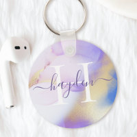 Glam Lilac Gold Abstrakt Paint Elegant Monogram