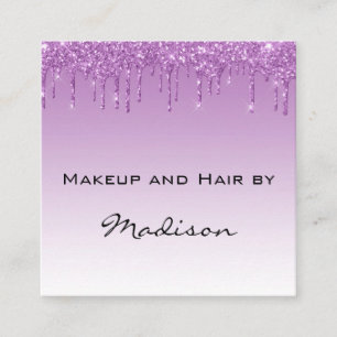 Glam Lilac Lila Glitzer Tropfens Makeup Artist Quadratische Visitenkarte