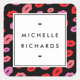 Glam Lip Print Makeup Artist Schönheit Rot/Schwarz Quadratischer Aufkleber